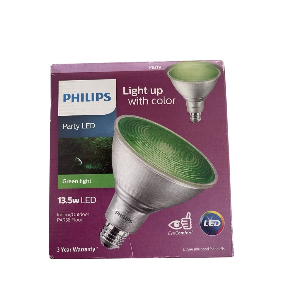 Philips Green Party Holiday LED Indoor Outdoor PAR38 Flood Lamp 13.5W E26 NOB